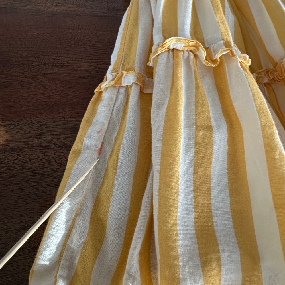 Pink Chicken Tiered Sundress Girls 4Y Yellow White Striped Ruffle Tie Strap - Picture 11 of 12